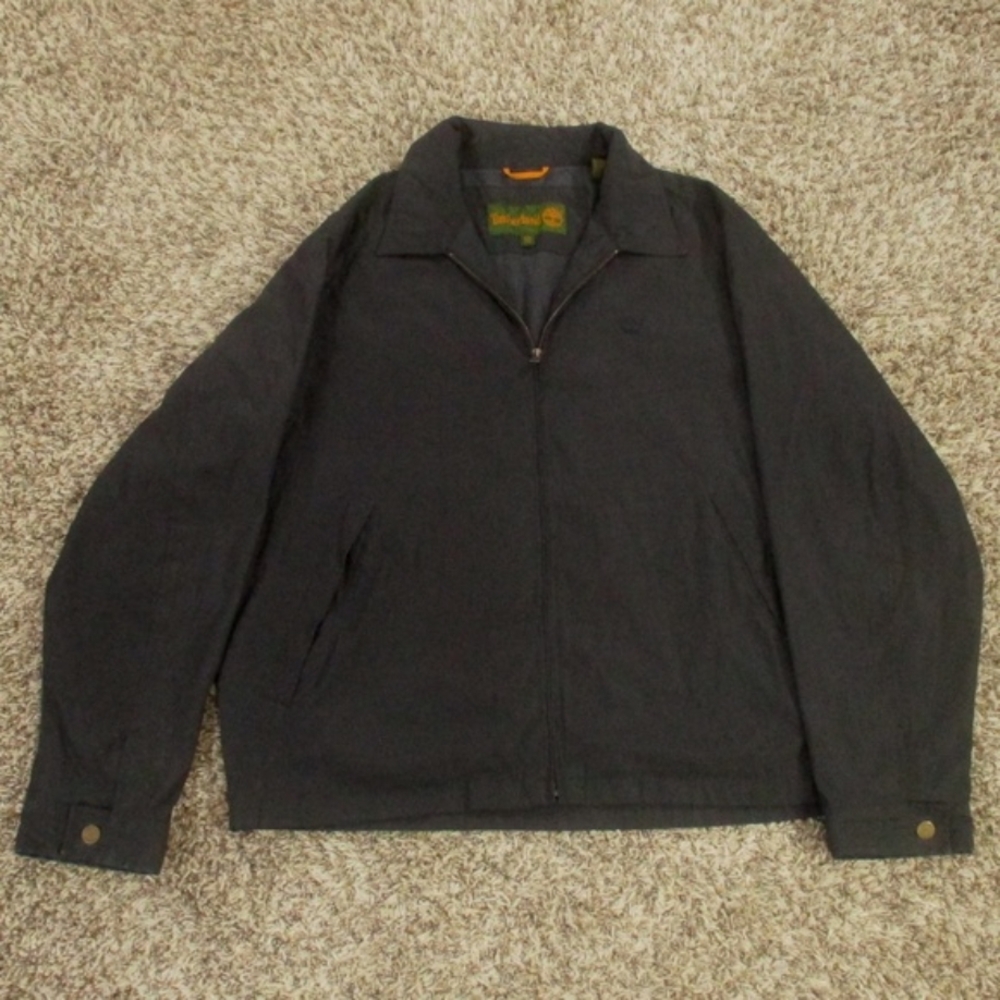 Timberland Vintage Jacket Mens XXL Black Harrington Bomber Full Zip Weather Gear